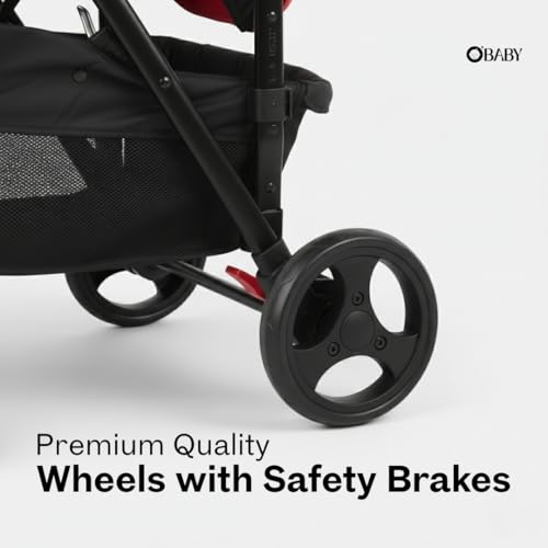 Image of OBABY Stroller with Reclining Seat, Adjustable Canopy, Safety Harness, Smooth Wheels, Compact Folding Design