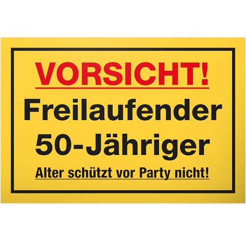 DankeDir! Freilaufender 50 Jähriger - 30 x 20 cm Schild - Geburtstagsdeko Geschenkidee Partydeko Geburtstagskarte - 50 Jahre Freund 50er Männer 50. Geburtstag Geschenk Geburtstagsgeschenk