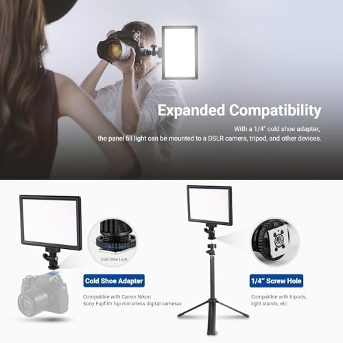 Image of NEEWER Basics 9 inch LED Light Panel, 3200-5600K Edge Lit Dimmable Camera Soft Key Lighting with Desk Tripod Stand, CRI95+ 800Lux 4000mAh Rechargeable for Photography Video Recording Streaming, NL-120B