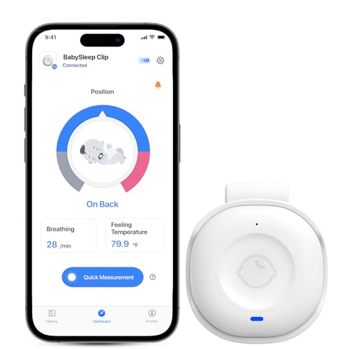 Image of Babytone Smart Baby Monitor Sleep Clip, Baby Breathing Monitors with Alarm Rollover and Overheating, Real-Time Temperature Tracker，Rechargeable Long Battery Life, with Free App for 0-24 Months Infant