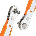 Magnetic Screwdriver, 1/4" Mini Ratchet Wrench, PH2 Screwdriver Bits with 1/4-Inch Drive High Torque Offset Reversible Mini Ratcheting Offset Screwdriver