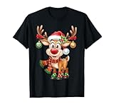 Weihnachtsshirt Rentier Rudolf Lustiges Fun Shirt