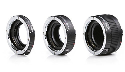 Movo MT-C68 3-Piece AF Chrome Macro Extension Tube Set for Canon EOS DSLR Camera with 12mm, 20mm, & 36mm Tubes