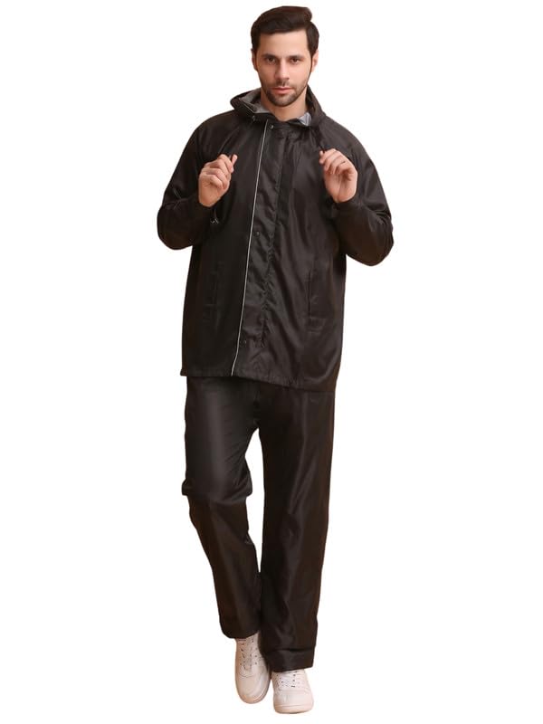 Evershine Men's Reversible Rainsuit Long Jacket With Hood Waterproof Pant And Carrying Pouch (PR 688-P)-image-40