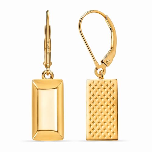18k Yellow Bar 2.3 Gram Real Gold Earrings for Women - Solid Gold Earrings Dangle Drop - Pure 18 Karat Engagement Wedding Jewelry Birthday Gifts for Womens