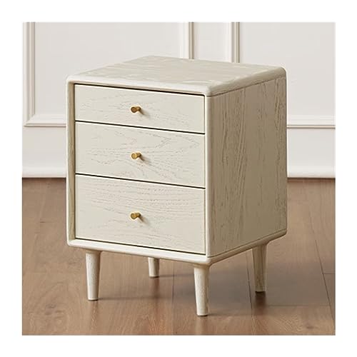 Mesillas de Noche Dormitorio Mesita de noche blanca, mesita de noche de tres cajones con borde redondeado, gran capacidad de almacenamiento, muebles de noche de madera con patas elevadas Mesitas de No