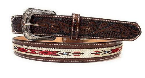 Generic Men's Heavy Duty Genuine Leather Western Casual or Work Belt, South Western Style Cowboy Rodeo Leather Belt