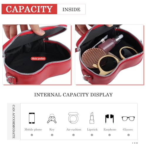 Women Red Heart Purse Cute Love Heart Shape Shoulder Handbag Girls Evening Clutch Bag Chain Purse4
