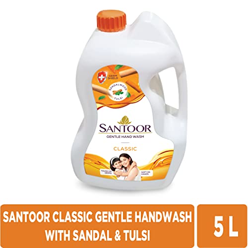 Santoor Classic Gentle Hand Wash with Natural Goodness of Sandalwood & Tulsi| Rich Lathering Formula With Anti-Bacterial Properties| Soft on Hands|... - Image 3