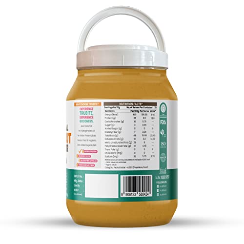 Image of Trubite Natural Peanut Butter (Creamy) (2.5kg) | Unsweetened | 30g Protein | Non GMO | Gluten Free | Cholesterol Free (2.5KG)
