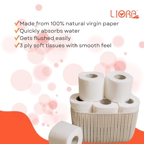Image of Liora Toilet Paper Roll 10 in 1 3Ply, Total 10 Rolls, Soft tissues | Easy to use | All types of dispenser compatible