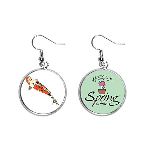 Pendientes de la tradición china con colgante de pez de la suerte para primavera