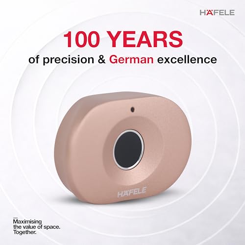 Image of Hafele Kabi-Iris Cabinet Lock, Rose Gold, Capacitive Fingerprint Access, Status Indicator, Smart Lock for Cabinet and Drawers