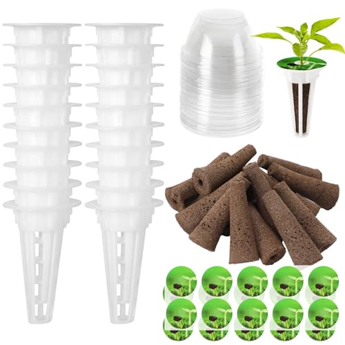 DECYOOL Garden Pods, 80pcs Hydroponic Pods Kit,Grow Anything Kit with 20 Grow Baskets,20 Grow Sponges, 20 Pod Labels,20 Grow Domes