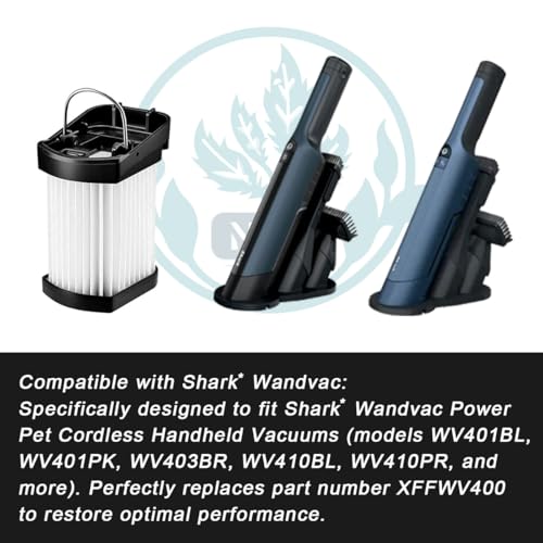 Image of NKA 8-Pack XFFWV400 HEPA Filter for Shark Wandvac Power Pet, Washable