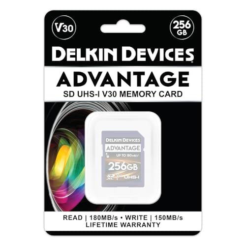 Image of Delkin Devices 256GB Advantage SDXC Memory Card UHS-I - Up to 150MB /s Write, 180MB /s Read, Memory Cards for Cameras with C10, U3, V30, 4K UHD, Full Size SD Card
