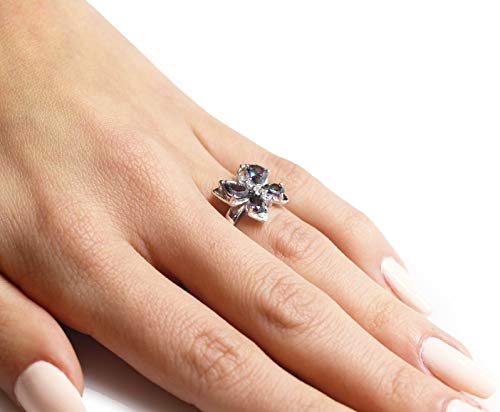 CloseoutWarehouse Mystic Simulated Topaz Cubic Zirconia Butterfly Hera Ring Sterling Silver (Color Options, Sizes 4-15)2
