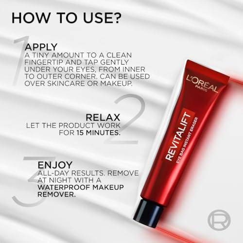 L'Oréal Paris Revitalift Laser Eye Bag Instant Eraser, Anti-Ageing Cream, Reduces Wrinkles, Puffiness And Swelling, Suitable for All Skin Types