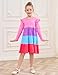 Big Kids Tween Girls Dresses Long Sleeve Cotton Casual School Fall Spring Fashion A-Line Swing Twirly Dress Outfits Clothing Clothes Vestido para Niña Pink Block 8-9 Years
