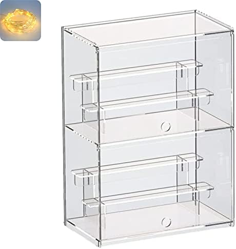 Nynelly - 2 Tier Clear Acrylic Display Case for Models Mini Figures Pop Mart, Labubu, Sonny Angel, Smiski Display Box with Door, Display Stand (30.5 x 17.5 x 42.5 x 42.5 cm)