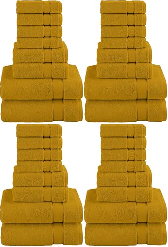 Image of Elegant Comfort Premium Cotton 8-Piece Towel Set, Includes 4 Washcloths, 2 Hand & 2 Bath Towels, 100% Turkish Cotton - Highly Absorbent and Super Soft for Bathroom, Gold (Pack of 4)