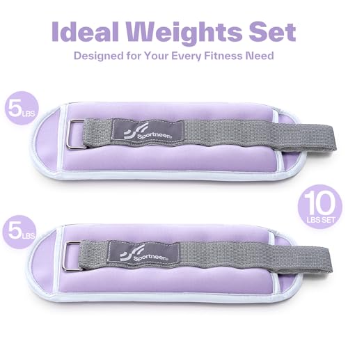 Image of Sportneer Ankle Weights Wrist Weights Pair of 1 /2 /4 /6 /10 LBS for Men Women Kids Strength Training Wrist and Ankle Weights Set with Reflective Strips for Dancing Running Walking Fitness Workout Gym