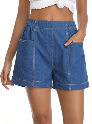 Short en jean femme fuinloth extensible et ample avec taille élastique confort
