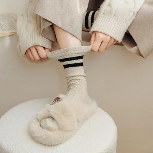 Novelty Socks For Women Striped Retro Crew Socks Sporty Calf Socks Casual Cotton Socks Women (5-pairs b,Acrylic)2