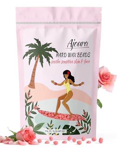 Ajoura Wax Beads for Hair Removal, 1lb Pink Rose Hard Wax for Coarse Hair, Perfect for Brazilian, Bikini, Eyebrow, Legs, Facial, and Full Body Waxing, At-Home Wax Refill for Women and Men