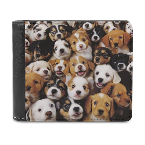 Cute Puppy Dog Wallet Leather Purse with Credit Card Slots Bifold Wallets Slim Cash Wallet Boys Gifts Travel Hand Bag Thin Billfold Wallet Money Case