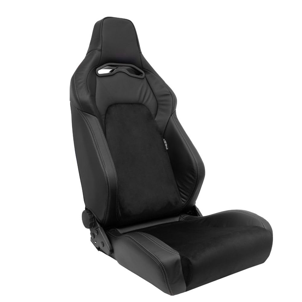 AUTO-STYLE Sportsitze 'VGR Premium' - Schwarz Leder & Alcantara + Silberen Naten - Doppelseitig Verstellbare Rückenlehne - inkl. Laufschienen