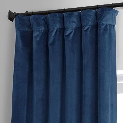 Image of HPD Half Price Drapes Signature Plush Velvet Blackout Curtains for Bedroom (1 Panel), 50W X 84L Hotel Black Out Curtains for Living Room, Thermal Insulated Blackout Curtains, Dreamland Blue