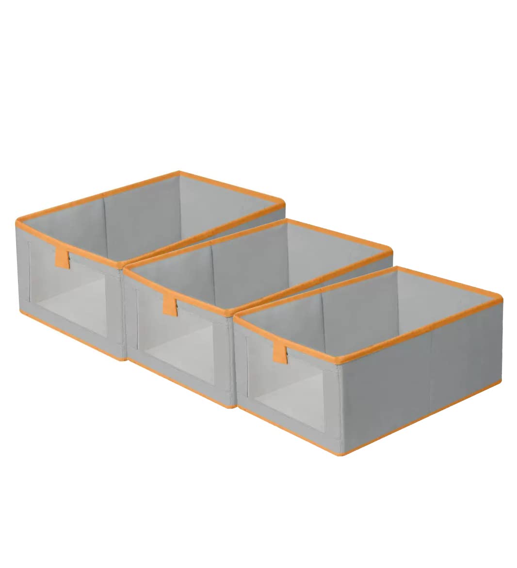 House of Quirk Durable And Versatile Closet Organizers And Storage Baskets, Rectangle Clothing Storage Boxes, Fabric Storage Containers For Pants, Shirt, Sweaters, Bra Panty, Socks (Grey,Pack Of 3)-image-40