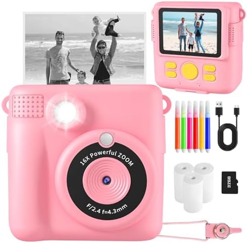 Appareil Photo Enfant FHD 1080P - Écran Pivotant 180°, 32GB Incluse, 5 Jeux Puzzles - Cadeau Idéal Pour Les Enfants Dès 5 Ans