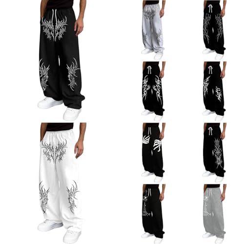 Amazon.com: Men's Baggy Sweatpants Wide Leg Y2K Goth Graphic Track