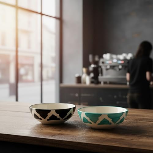 Image of Ceramic Bowls for Daily Meals - Good for Morning Breakfast, Smoothie Bowls, Vegetables, Soup, Pasta, Snacks Rice, Ice Cream, Soup, Noodles, Microwave and Dishwasher Safe (Random, Set of 2)
