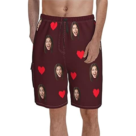 Naispanda Custom Photo Face Swim Trunks, Personalized Mens Swim Shorts, Personalised Funny Beach Shorts Board Shorts, Personalized Men's Quick Dry Swimming Swim Shorts Cover