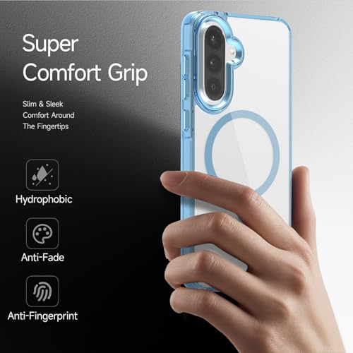 Lunivop for Samsung Galaxy A36 Case/Galaxy A56 Case Hard [Compatible with Magsafe ] Yellowing Resistant Magnetic Cover Clear para 6.7 inch 2024 Rugged Best Phone Cases Light Blue