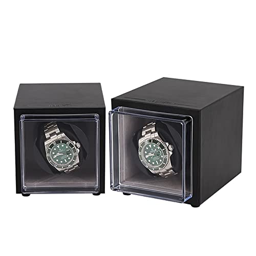 OUZVI Watch Winders Ultra Quiet Motor for 2 Automatic Watches with Led Lights Automatic Watch Winder with 5 Rotation Modes for Man/Woman's Watches,Blue (Black)