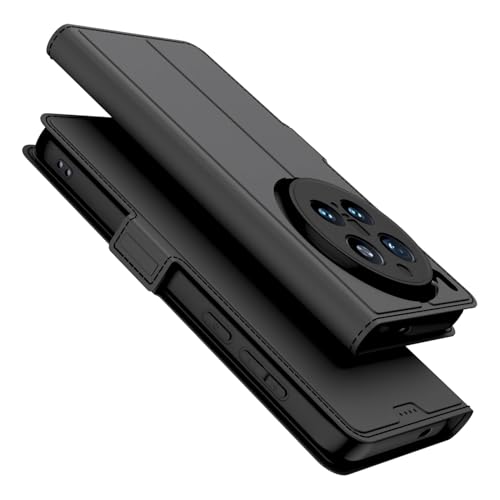 Image of Kapa Noble Slim Magnetic Leather Flip Case Cover for Vivo X300 Pro 5G | Card Holder Stand Flip Wallet Case (Black)