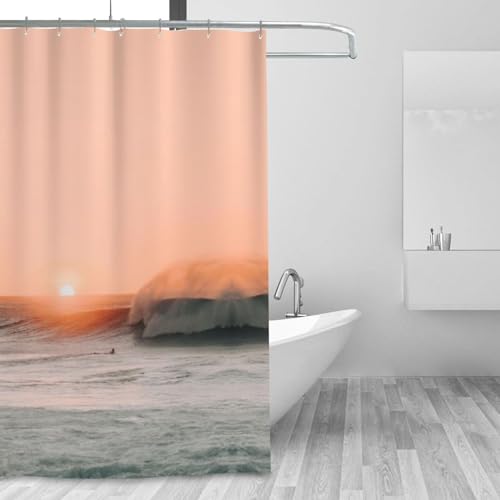 Rideau de douche imprimé vagues colorées avec textile imperméable de 183 x 183 cm - 8