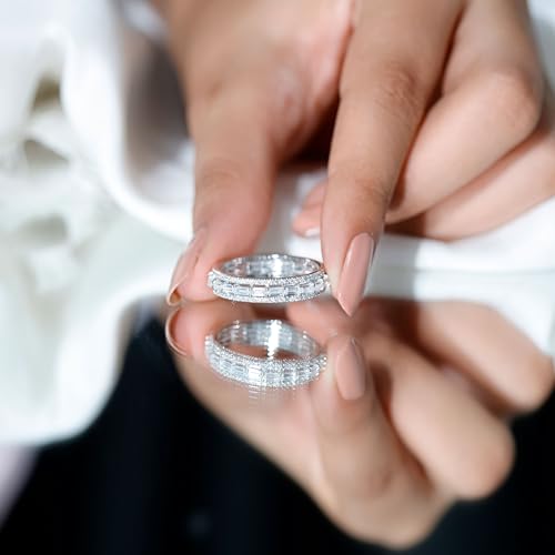 Certified Moissanite Eternity Band for Women, D-VS1 Quality, 3 Row Wedding Band (With Ready To Gift Jewelry Box)4