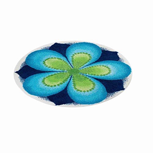 Grund Bath Mat, Ultra Soft and Absorbent, Anti Slip, 5 Years Warranty, FULFILMENT, Mandala 60 cm Round, Blue