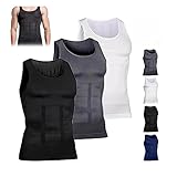 HuayoRong Shaperluv for Men, Shaperluv Tank 2.0 Mens, Chest-Sculpting, Fat-Hiding Fitness Tank Top，Breathable (Black+White+Grey,Medium)