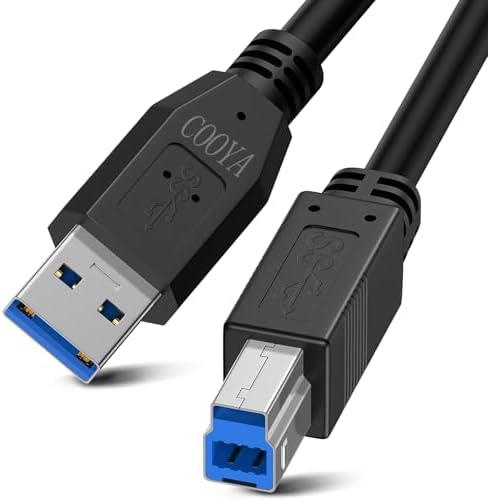 USB 3.0 Cable A Male to B Male, COOYA 6FT USB 3.0 A to USB 3.0 B Cable Long USB 3.0 Type-B Cord for Monitor, Printer, External Hard Drive, USB 3.0 Hub, Docking Station with Type-B USB 3.0 Port Plug