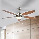 Lindby Deckenventilator mit Beleuchtung und Zugschalter leise | 2-in-1: Ventilator & Lampe | Durchmesser: 132 cm | 3 Geschwindigkeitsstufen | Sommer- & Winterbetrieb