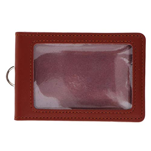 Porte-badge en cuir PU Colcolo marron double poche rigide verticale