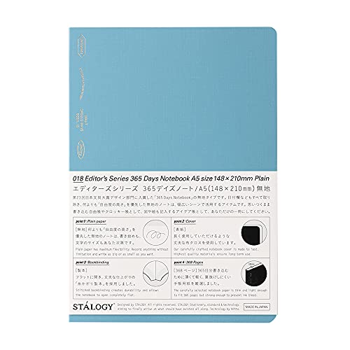 Carnet de notes 365 jours STALOGY A5 uni bleu Nitoms S4141 pour l'organisation quotidienne