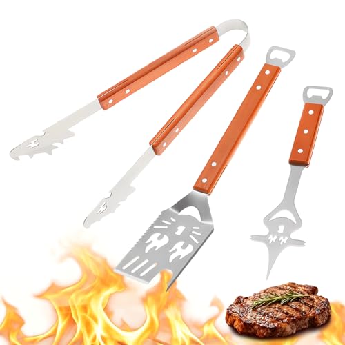 Set de pince spatule et fourchette pour BBQ Yoassi en acier inox durable - 2