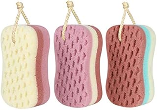 KECUCO 3 Pcs Bath Sponge for Women, Men, Kids, Sponge Loofah Body Scrubber Shower Sponge for Body Wash Bathroom, 3 Colors & Large Size Bathing Sponge Bathing Accessories( Large Size )